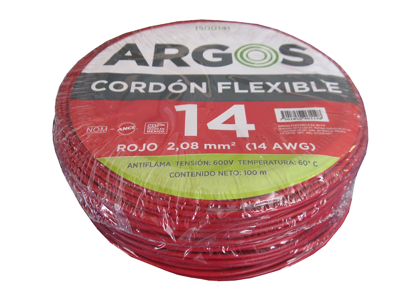 CORDON AUTOMOTRIZ FLEX 14 AWG ROJO 100 M 