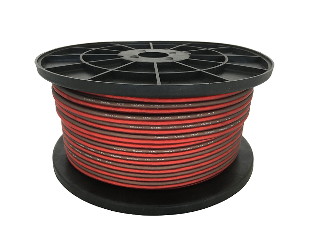 CABLE FLEX PARA BOCINA CALIBRE 14 ROJO Y HUMO 76 M