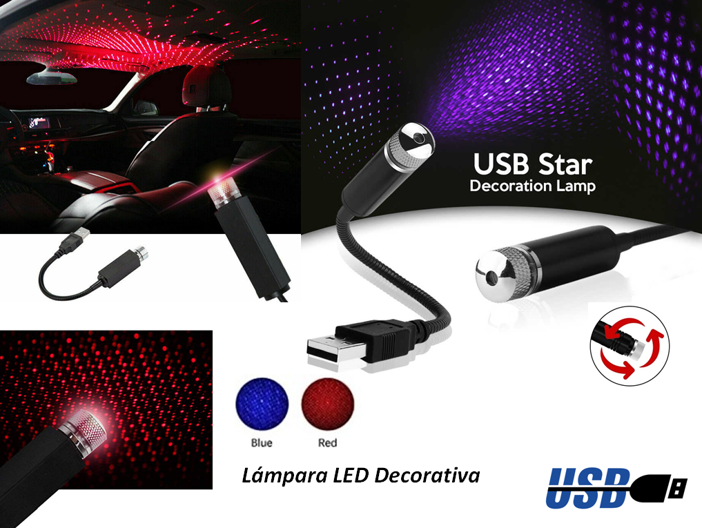 LAMPARA LED DECORATILD USB CIELO ROJO