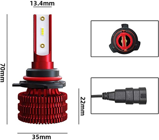 [LD-K5-9006] KIT LED 9006 RED LINE 6K