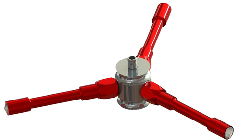 [RA-AN3-R] RADIAL 3 PUNTAS ANODIZADO ROJO DIAMANTE CRISTAL